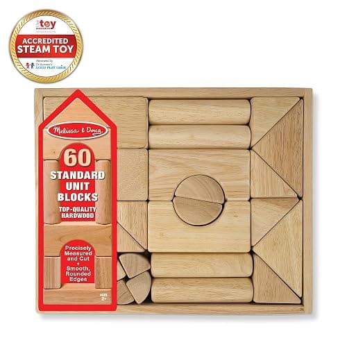 Melissa & Doug Standard Unit Solid-Wood Building Blocks With Wooden Storage Tray (60 pcs) thumbnail 10