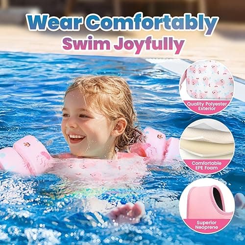 HeySplash Swim Vest for Kids, Toddler Pool Floaties Fit 20-50/70 Lbs, Children Swimming Vest with Adjustable Strap, Swim Jacket Water Wing Arm Float, Puddle Sea Beach Boat Jumper Boy Girl Baby - for kids 22-70 lbs - B Pink Whale thumbnail 4