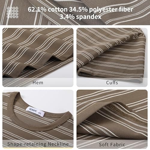 ZVX Men's Stripe Short Sleeve T-Shirt Mens Classic Casual Stripe Loose Shirts thumbnail 4