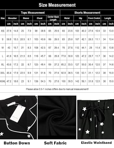 Ekouaer Pajamas Set for Women Short Sleeve Sleepwear Button Down Pj XS-XXXL | Summer 2 Piece Lounge Set, Soft Fabric, Drawstring Waistband, for Bridesmaid Bride Party, Plus Size, Petite, Cute Pattern thumbnail 6