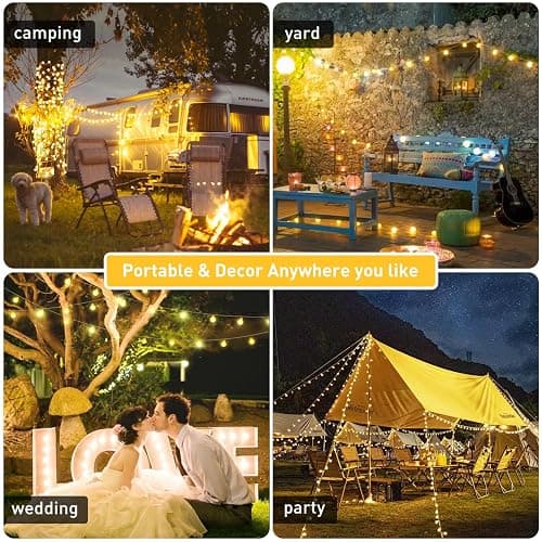 JMEXSUSS Globe Battery Operated Christmas Lights Indoor, 100 LED Battery Powered String Lights Outdoor Waterproof, 33ft Christmas String Light with Remote Timer for Bedroom Camping Decor, Warm White thumbnail 9