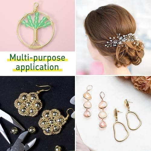3 Rolls 18/20/22 Gauge Craft Wire for Jewelry Making Aluminum Wire with Ring Sizer Pliers for Jewelry Making(Gold) thumbnail 7