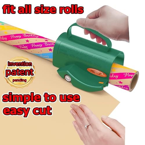 PERFYCUT Wrapping Paper Roll Cutter Tool with 3 pcs Replaceable Blade Kit Gift Wrapping Paper Cutter for Christmas and Birthday Wrapping Paper Gift Wrap Cutter Holder Tube Slicing Trimming. thumbnail 2