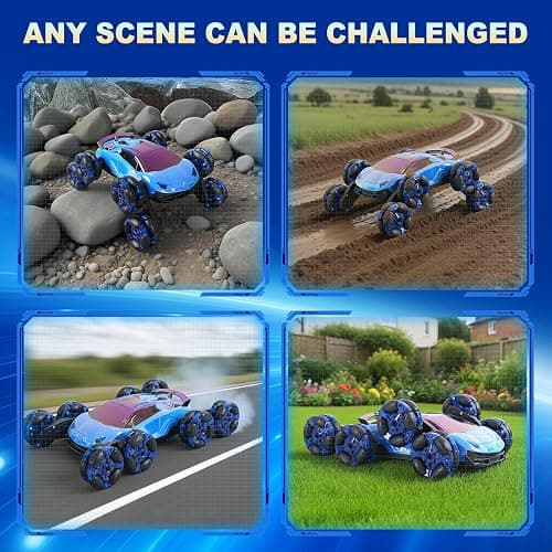 Gaitel 8 Wheels Gesture Sensing RC Stunt Car Toys - Birthday Gifts for 6 7 8 9 10 11 12 Year Old Boys Kids, 2.4GHz Remote Control Off-Road Car with Lights & Music, 360-Degree Flips thumbnail 4