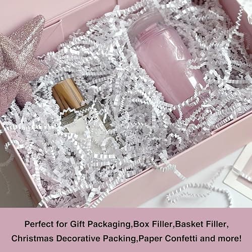 Corlcol 2LB Crinkle Cut Paper Shred Filler for Bag Gift Box Basket Confetti Paper Shreded Stuffing Decoration for Valentine's Day Holiday Party(White) thumbnail 6