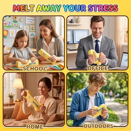 10in Giant Butter Squishy, Jumbo Big Butters 14oz Squeeze Stress Balls, Large Butter Stick Stress Relief Slow Rising Fun for Anxiety Relief Party Favors thumbnail 4