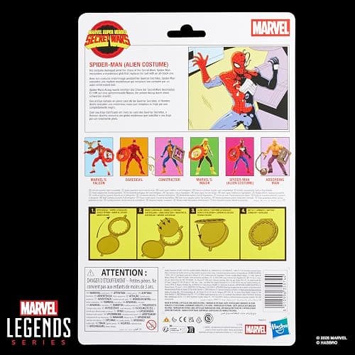 Marvel Legends Series Secret Wars Spider-Man (Alien Costume), Retro Comics Collectible 6 Inch Action Figure with Lenticular Shield thumbnail 9