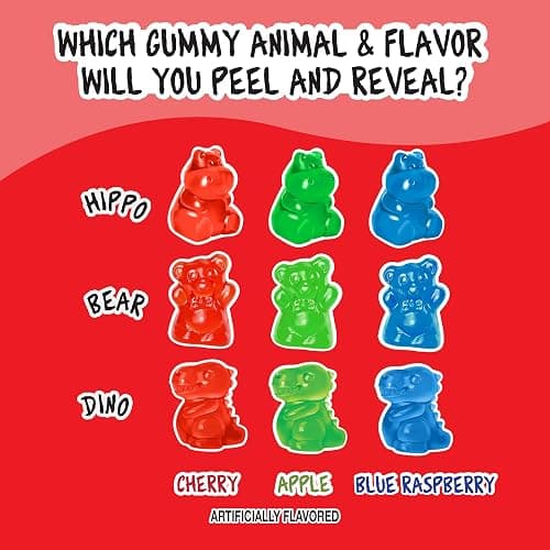 Juicy Drop Christmas Mystery Gummy Candy Cubes, Original Flavor, 3.5oz, Peelable Strawberry Gummy Cube, Mystery Animal Inside, Interactive 2-in-1 Treat For Party Favors, Stocking Stuffers, Kids Gifts thumbnail 5