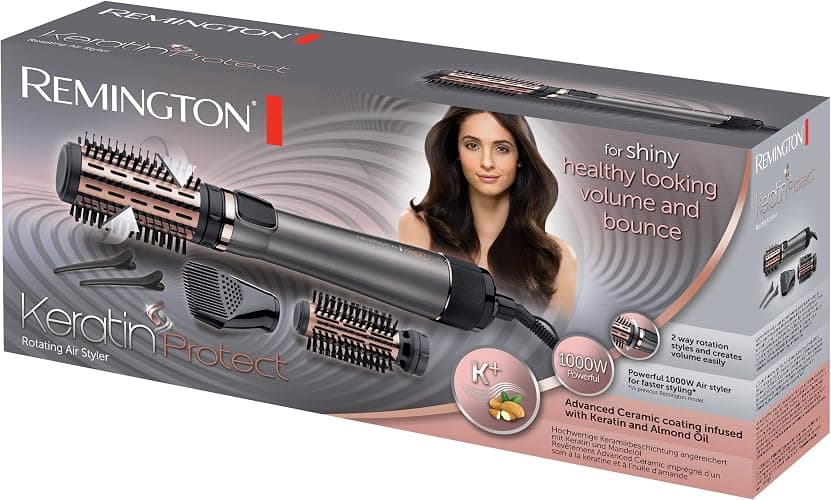 Remington Brosse Soufflante Rotative automatique [Soin kératine & huile d'amande] Keratin Protect (1000W, Céramique, Température variable, 3 accessoires: 2 brosses rondes 40 & 50mm + de Volume) AS8811 thumbnail 16