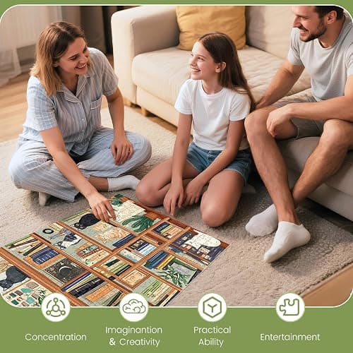 300 Piece Puzzles for Adults, Charming Cat Bookshelf Jigsaw Puzzle, Cozy and Relaxing 300 Piece Puzzle, Perfect for Family Time, Stress Relief, Home Wall Decor, Great Gift for Adults, Kids, Seniors thumbnail 5