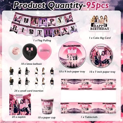 Blackp Geburtstag Deko, 95 Stück Geburtstagsdeko Set, Kindergeburtstag Deko Mit Tischdecke Pappteller Becher Servietten Cake Toppers etc, Geeignet für Kinder Themenparty thumbnail 4