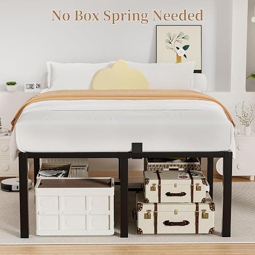 24 Inch High Full Bed Frame with Under-Bed Storage Space, Heavy Duty Metal Tall Platform Bed Frame Full Size, 3500 LBS Sturdy Steel Support, No Box Spring Needed, Noise Free, Easy Assembly, Black thumbnail 7