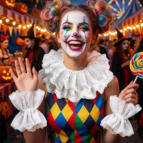 Parma77 Neck Ruffle Collar Cuffs Set, Detachable Clown Costume Accessories thumbnail 5