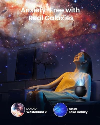 POCOCO Galaxy Star Projector for Bedroom with Replaceable Optical Film Discs, Home Planetarium Night Light Projector with High-Definition Soft Light for Relax, Study, and Meditate, Stress Relief Gifts thumbnail 3