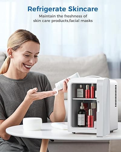 Electactic 4L/6 Cans Mini Fridge, Portable Compact Refrigerator, Small Skin Care Fridge, Food and Drinks, Small Cooler for Bedroom, Dorm, Car, Office, White thumbnail 7