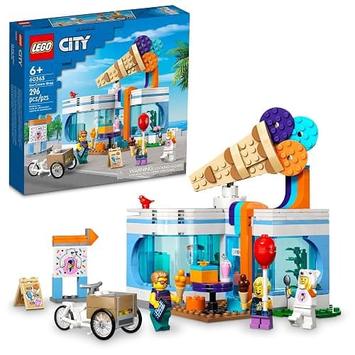 LEGO City Ice-Cream Shop 60363 Building Toy Set, Includes a Cargo Bike, 3 Minifigures and Lots of Fun Features and Accessories for Imaginative Role Play, Great Birthday Gift Idea for Kids - Image 1