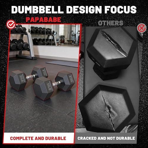 PAPABABE Hex Dumbbell Set with Rack, Rubber Encased Free Weight with Weight Storage Racks, Multiple Weight Options for Home Gym and Fitness thumbnail 4