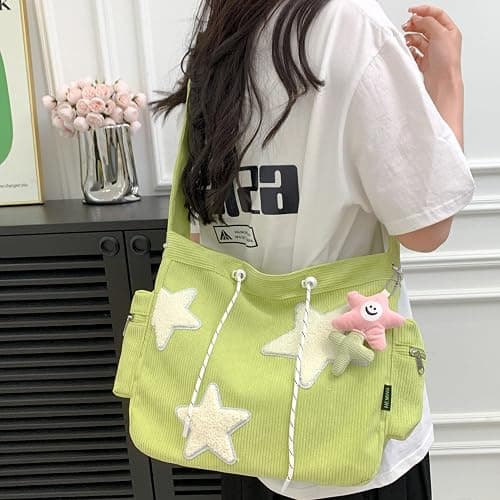 Makukke Y2K Corduroy Shoulder Bag Women, Cute Tote Bag Large Crossbody Bag for Office Work Travel Shopping thumbnail 2