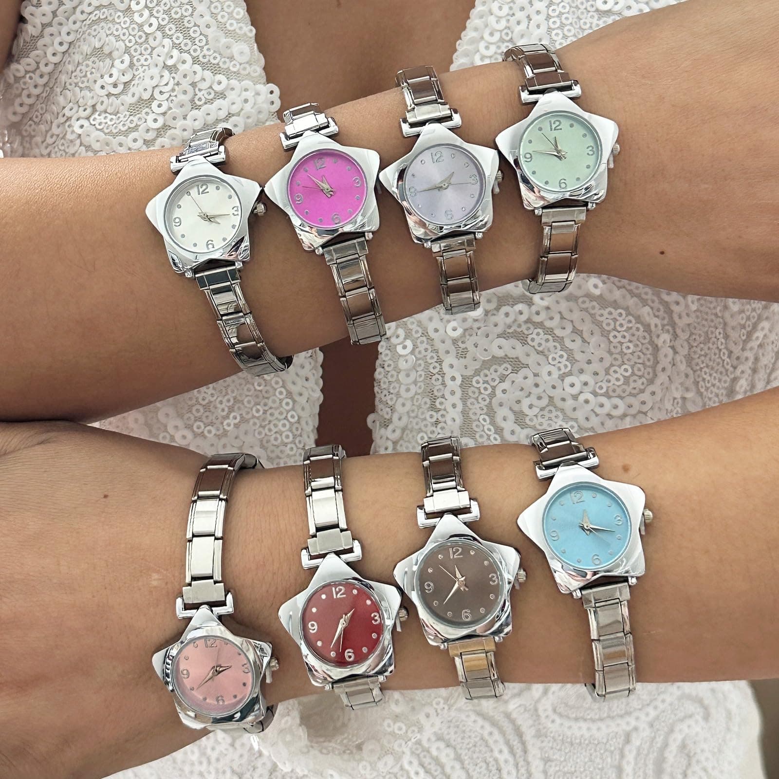 papasgix Italian Charm Bracelet Watches for women men Watch Charm Bracelet Band Star Watch Italian Charms Gold Silver Watches Compatible with 9MM Italian Bracelets Charms thumbnail 7