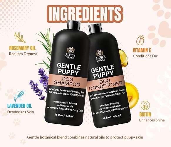 ALFIE'S CHOICE Puppy Shampoo and Conditioner Set | 16 fl oz Each | for Sensitive & Itchy Skin | Puppies, Adults & All Breeds of Dogs thumbnail 4