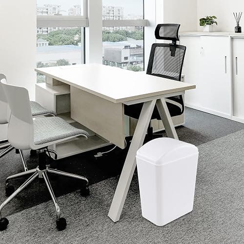 AnnkkyUS 16 Liter Plastic Garbage Can, Waste Bin with Swing Lid (White) thumbnail 6