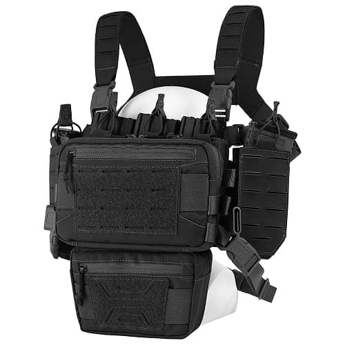VOTAGOO Chest Rig-Tactical Chest Rig,Molle Modular Micro Fight Chest Rigs Adjustable&Detachable with 5.56/7.62 Magazine Pouch - Black - Image 1