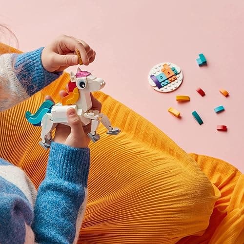 LEGO Creator 3 in 1 Magical Unicorn Toy, Transforms to Seahorse to Peacock, Rainbow Animal Figures, Unicorn Gift for Grandchildren, Girls and Boys, Buildable Toys, 31140 thumbnail 4