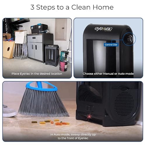 EyeVac Pro Touchless Vacuum Automatic Dustpan - Ultra Fast & Powerful - Great for Sweeping Salon Pet Hair Food Dirt Kitchen, Corded Canister Vacuum, Bagless, Automatic Sensors, 1400 Watt (Black) thumbnail 5