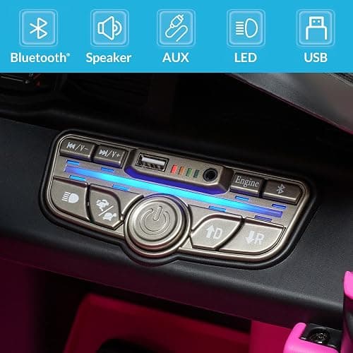 Kidzone 12V Ride On Car for Kids,Licensed Maserati GT2 Electric Battery Powered Sports Car Toy w/Remote Control & Manual Drive, LED Lights, Bluetooth & USB & AUX Port - Pink thumbnail 5