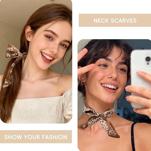 ZXZH 6 Pack Fashion Scarves for Women, Versatile Boho Head Scarf, Satin Scarf for Hair, Neck, Wrist, and Purse Accessories thumbnail 4