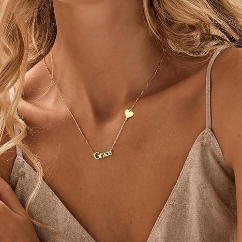 Elemtansy Custom Name Necklace with 1-3 Tiny Names - 18K Gold-Plated Family Necklace Personalized with Heart, Cross, Paw Print - Christmas Jewelry Gifts for Mom, Wife thumbnail 4