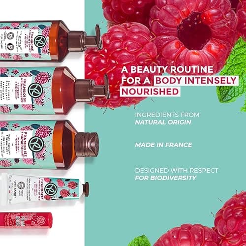 Yves Rocher Gift set Plaisir Nature, 6-piece Shower Gel 400ml, Hand cream 30ml, Body Lotion 390 ml, Lip balm 4.8 gr, Hand soap 190ml and a Free Vanity Case (Raspberry & Peppermint Gift Set) thumbnail 3
