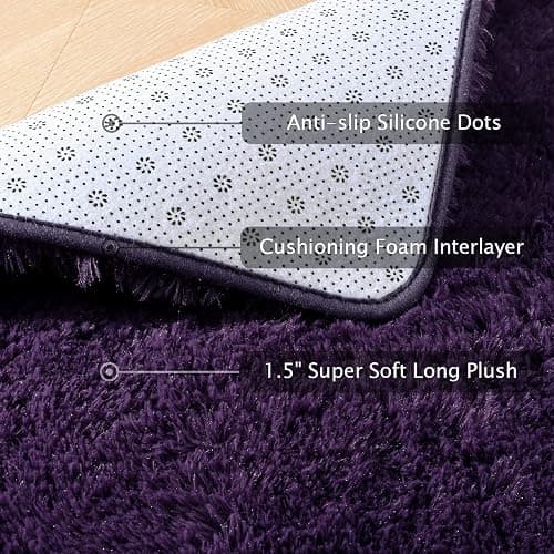 Softlife Rugs for Bedroom 4x5.3 Feet Purple Area Rug for Living Room Super Soft Shaggy Rugs for Dorm Fluffy Fuzzy Carpets Long Plush Bedside Rug Nursery Girls Boys Kids Room Home Christmas Decoration thumbnail 7