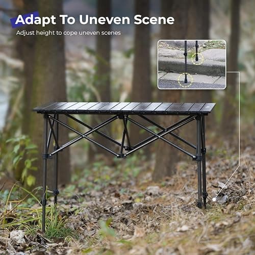Byliable Camping Table Folding Portable Camp Aluminum Fold Up Lightweight Roll Up Table Adjustable Height with Carry Bag Indoor Outdoor for Camping, Picnic, Backyard, BBQ, Patio, Black thumbnail 4