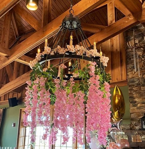 SVABLUM Artificial Wisteria Hanging Flowers Fake Wisteria Flower Garland Silk Vines Rattan Decor for Home Wedding Arch Wall Garden Greenery Bedroom Outdoor Office Party Decoration (24, Pink) thumbnail 6