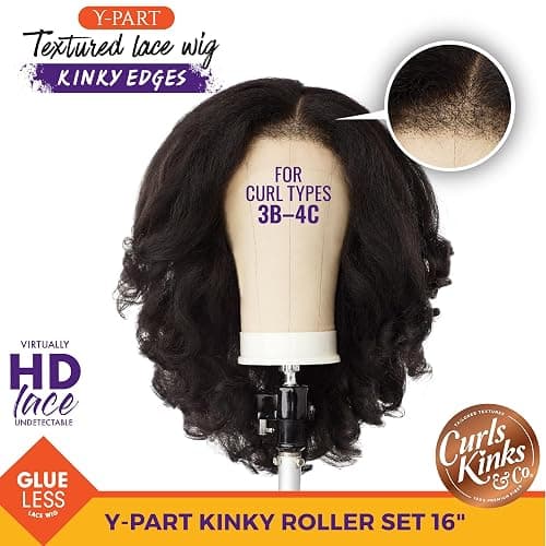 Sensationnel Curls Kinksandco Kinkyedges Wig - Kinky Roller Set 16 Inch Y Part Lace Natural Kinkytexture Edged Hairline for Natural 3C to 4C Hair Textures (BALAYAGEGOLD) thumbnail 2