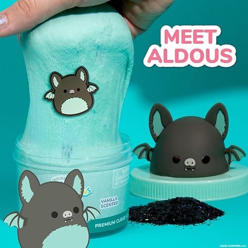 Original Squishmallows Aldous The Fruit Bat Premium Cloud Slime, Vanilla-Scented, 8 oz., Storage Container with Figurine Topper, Rubber Charm, Goodie Bags Stuffers, Kids Party Favors, Sensory Toy thumbnail 4