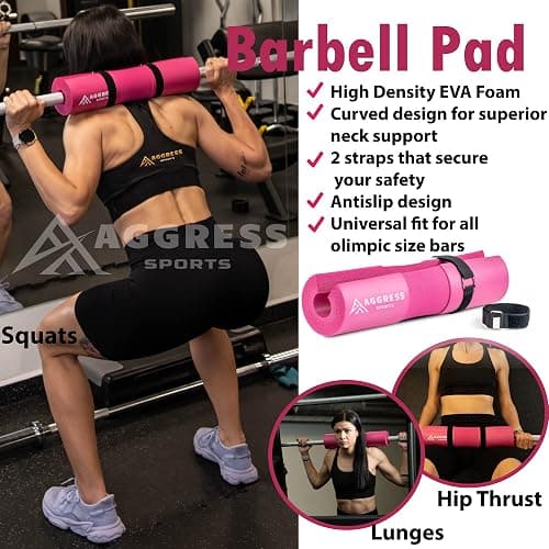 Premium Barbell Pad Set for Hip Thrusts - Squat Pad for Barbell Lunges, Bench Press, with 2 Gym Ankle Straps, Hip Resistance Bands – Gym Accessories for Women with Carry Bag, Towel thumbnail 3