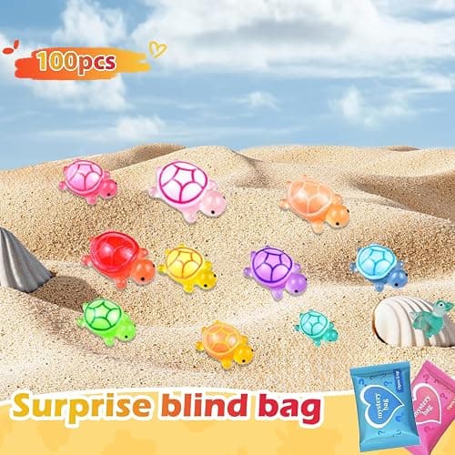 100 Pcs Mini Turtle Blind Bags for Kids - Glow in The Dark Resin Turtles Collectible Sea Turtle Toys for Party Favors, Treasure Hunt Games Dollhouse Decor, Mini Garden Landscape, Cake Toppers thumbnail 3