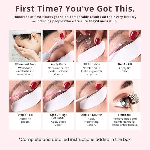Korean Lash Lift Kit + Color Kit - Perfectly Curled and Darker Lashes | 8 Weeks Lasting Results- Faster Alternative to Lash Serums, Complete DIY Perm Kit with Gentle and Nourishing Ingredients thumbnail 6