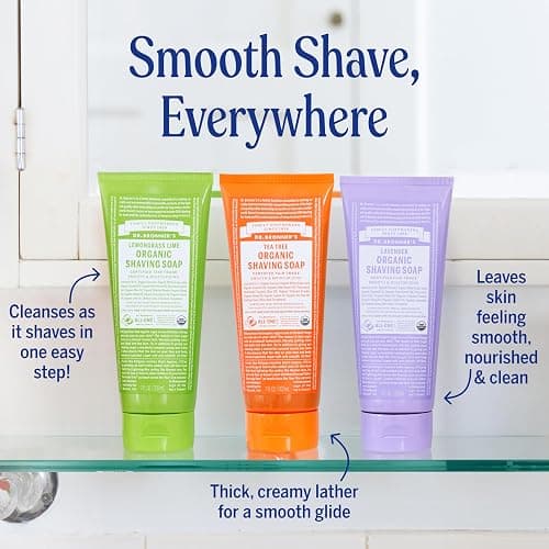 Dr. Bronner's - Organic Shaving Soap (Tea Tree, 7 Ounce) - Certified Organic, Sugar and Shikakai Powder, Soothes and Moisturizes for Close Comfortable Shave, Use on Face, Underarms and Legs thumbnail 5
