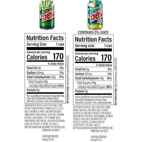 Mountain Dew Soda, 2 Flavor Baja Blast Variety Pack (Baja Blast, Original Dew), 12 Fl Oz Cans (Pack of 18) thumbnail 2