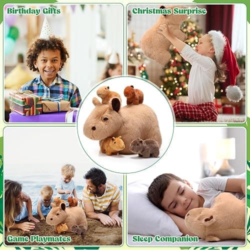 Hollowfly 5 Pcs Capybara Stuffed Animals Capybara Plush Set Gift for Kids Mommy with 4 Cute Babies Inside Soft Stuffed Plushies for Boys Girls Birthday Party Favors(Light Color) thumbnail 6