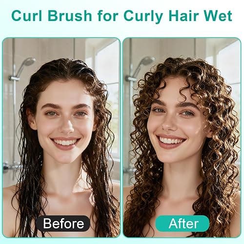Curly Hair Brush, Curl Defining Brush with Soft Boar Bristles Detangling Tangled Glides, Wide-Teeth Design Effortlessly Shaping & Defining Curls, Curling Definer for Wet & Dry Hair (Green) thumbnail 4