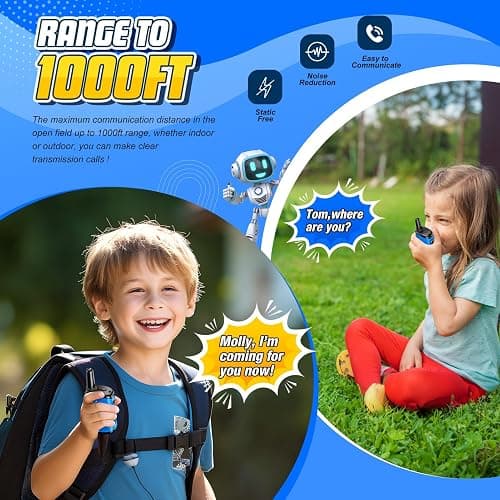 Walkie Talkies for Kids, Exssary Toys for 3-6 Year Old Boys Outdoor Toys for Kids 3-5 Walkie Talkie 3 4 5 6 Year Old Boy Gifts Hiking Camping Toy Easter Christmas Birthday Gifts for Boy Blue thumbnail 2