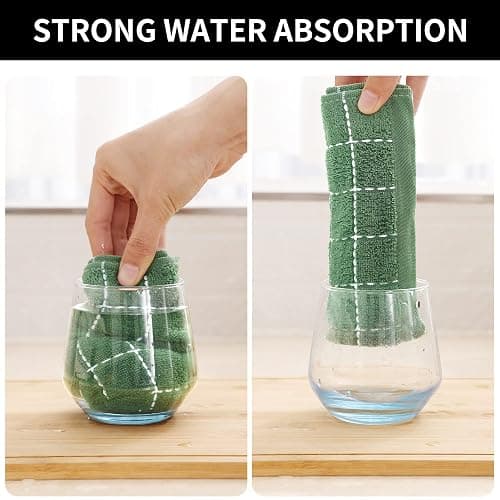 Homaxy 100% Cotton Terry Kitchen Dish Cloths, Ultra Soft and Absorbent Dish Towels for Kitchen, Suitable for Drying and Washing Dishes, 6 Pack, 12 x 12 Inches, Grass Green thumbnail 5