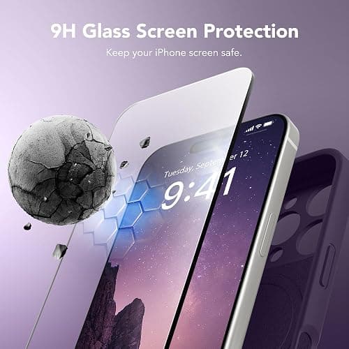 SuydanBox Magnetic for iPhone 16 Pro Case, Compatible with MagSafe, [Full Camera Protection][Screen Protector] Silicone Shockproof Protective Phone Case for iPhone 16 Pro 6.3", Deep Purple thumbnail 5