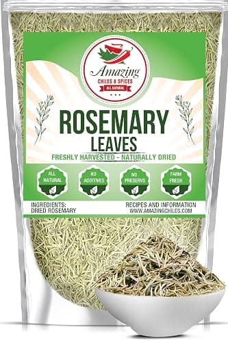 Dried Rosemary Leaves, 3 oz. Premium All Natural Herbs and Spices for Meat, Fish, Oils, Dips, Tea. Farm Fresh, Rich Savory Flavor by Amazing Chiles & Spices - Image 1
