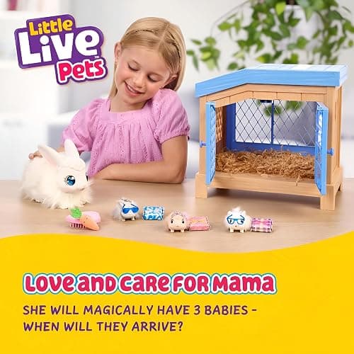 Little Live Pets Bunny Mama Surprise Toy Set, Hutch Interactive Animal Playset with 3 Surprise Babies, 20+ Sounds, Bunny Accessories for Girls Ages 3+ thumbnail 3