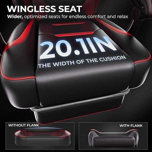GTPLAYER Gaming Chair with Footrest, Big and Tall Game Chair 350lb Racing Style Computer Chair, Ergonomic Executive Office Chair High Back with Lumbar Support and Recliner, Red thumbnail 3